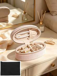 1PC/4PCSPortable Multi‑Slot Jewellery Storage Box, Divided Compartments For Rings, Earrings, Necklaces And Bracelets, Compact Jewelry Organizer, Practical Holder For Women For Daily Use And Travel, Desktop Small Ornaments Storage - Multicolor - View 12