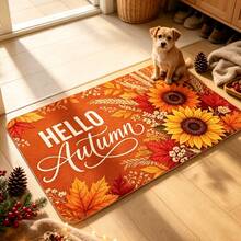 1pc Orange Sunflower Autumn/Winter Doormat, Decorative Floor Mat, Entryway Mat, Door Mat, Small Rug, Welcome Mat, Carpet, Kitchen Rug, Home Decor, Front Door Mat, Area Rug, Area Carpet - Multicolor - View 2