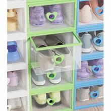 1pc Stackable Side‑Open Shoe Storage Box, Ventilated Back Panel Shoe Organizer, Moisture‑Proof Mold & Odor Resistant Sneaker Storage Container, Easy To Assemble Space‑Saving Clear Shoe Case For Closet Bedroom Entryway Footwear Organization - Multicolor - View 3