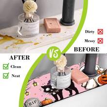1 buah Keset Keran Halloween, Keset Penyerap Keran Wastafel Motif , Keset Drainase, Cocok Untuk Dapur, Wastafel Kamar Mandi, Meja Dapur, Keset Drainase, Bahan Tanah Diatom, Dapat Dipotong, Keset Cepat Kering - MultiWarna - View 8