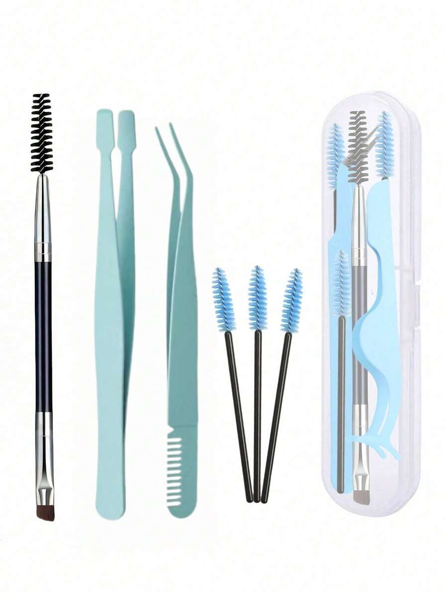 6pcs Eyelash Extension Tool Set, Includes Tweezers, Eyebrow Brush, Eyelash Curler And Eyelash Brush. Eyelash Curler Combination, Meets The Needs Of Multi-Layer Eyelash Extension, False Eyelash Extension And Shaping Tool - Multicolor - View 1