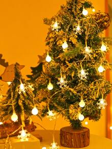 1pc Christmas Light Curtain String Light, LED Snowflake Frosted Ball Light Curtain, Battery Powered (Excluding Battery),Winter Holiday Hanging Light For Window Wall Indoor Holiday Decor,Parties, Bedrooms, Home Decor, Girls' Room Decor,XMAS Decor - White - View 7
