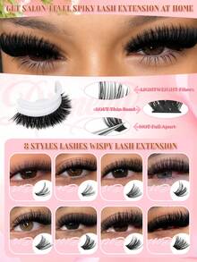 730Pcs 30D-160D Mixed D Cluster Lashes Book Set10-16mm Thick Volume Individual False EyelashesKit With Tweezers & Glue - Black - View 6