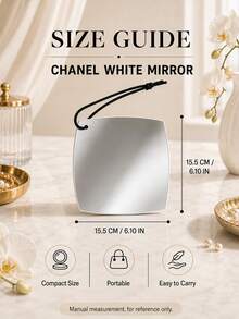 Chanel White Portable Mirror, 15.5*15.5cm, Single Piece, Clear Image With Lanyard, Perfect For Daily Travel, Convenient For Touch-Ups And Checking Appearance - White - View 4