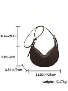 1 buah Tas Bahu Minimalis Warna Polos untuk Wanita, Bahan Kulit PU, Cocok untuk Kencan, Belanja, dan Acara Lainnya - Coklat - View 9