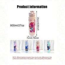 Botol minum olahraga 800ml/27.5oz ini, didesain dengan karakter animasi klasik Disney "Stitch", memiliki pegangan tali serut dan tutup anti bocor, menjadikannya sempurna untuk olahraga harian dan lari di luar ruangan. Ini juga merupakan hadiah liburan yang bagus. - MultiWarna - View 3