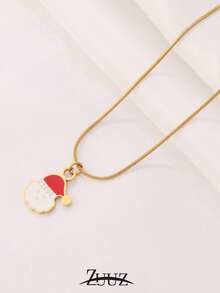 1pc Stainless Steel Enamel Santa Claus Snowman Pendant Necklace For Women Fashion Christmas Charms Necklaces Party Jewelry Gift - necklace - View 12