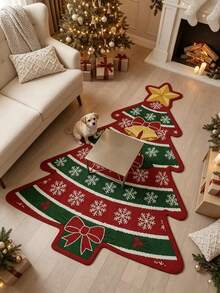 1pc Christmas Tree Living Room Rug, Thickened Carpet, Plush Rug, Autumn/Winter Rug, Thickened Carpet, Living Room Rug, Carpet, Living Room Area Rug, Small Area Rug, Mat, Home Decor, Large Living Room Rug, Round Rug, Living Room Home Decor, Room Decoration, Washable Rug - Multicolor - View 5
