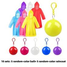 6pcs-Set Spherical Rain Poncho - 3 Random Color Balls And 3 Random Color Rain Ponchos. Can Be Hung On Backpack. Portable Emergency Rain Poncho. Spherical Rain Poncho, Suitable For Travel, Hiking, Fishing, Camping. Portable Disposable Emergency Rain Poncho - Multicolor - View 4