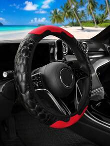 ROSEKEY 1PC PU Carbon Fiber Quilted Diamond Pattern Steering Wheel Cover, Sporty Carbon Fiber Texture, Thickened Diamond Pattern For A Non-Slip Grip, Suitable For SUVs, Trucks, Cars, Daily Commuting And Road Trips,Car Accessories. - A - View 8
