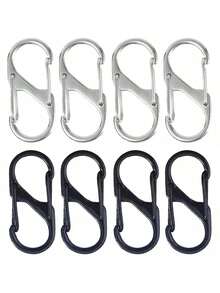 8pcs Metal Lock Clip Keychain, S-Shaped Alloy Carabiner, Suitable For Outdoor Camping, Hiking Travel - S-type Alloy Buckle - View 1