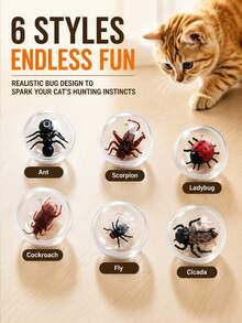 1pc Transparent Realistic Insect Cat Toy, Interactive Rolling Ball For Cats, Self-Play Boredom Relief & Exercise Toy, Encourages Chasing & Satisfies Natural Hunting Instincts - Multicolor - View 9