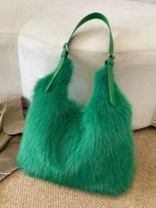 BAILEE A Stylish And Avant-Garde Faux Fur Shoulder Bag With A Spacious Leather Strap, Perfect For Outfit Coordination And An Excellent Gift Choice. - Multicolor - View 7