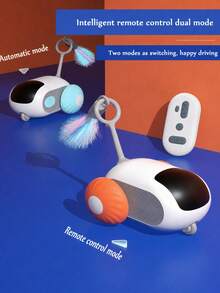Interactive Cat Chase Toy, Remote Control Toy, Kitten Chaser Toy With Feathers, Kitten Chase Toy, Exercise And Educational Toy With Remote Control, Rechargeable - Multicolor - View 7