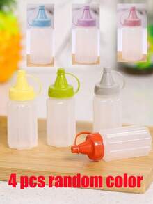 4pcs Portable Squeeze Bottles, Mini Translucent Sauce Bottles, Suitable For Outdoor Camping, Kitchen - Multicolor - View 11
