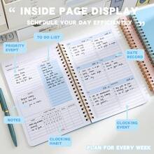 1pc Weekly & Daily Spiral Planner, Academic Appointment Book, 52-Week Schedule Diary, Productivity Stationery Office Supplies, 52 Inner Pages, 104 Pages - One Size Fits All - View 4