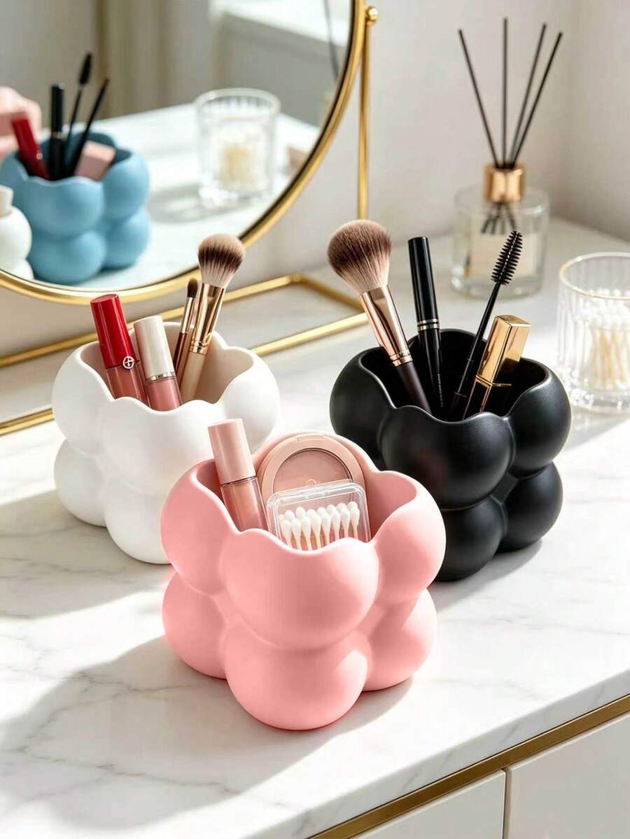 3D Printed Cloud Bubble Pen Holder, Ins Cream Style Round 3D Design, Large Capacity Storage For Makeup Brushes And Stationery, Macaron Multi-Color Options, Desktop Vanity Organizer And Decorative Ornament - Multicolor - View 1