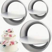 Aluminum Round Cake Pan, Non-Stick Baking Mold, Removable Bottom, Rolled Edge Cake Mold, Suitable For Weddings, Birthdays, Anniversaries Or Party Events - View 2