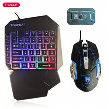 T-WOLF Gaming Set Mobile Phone Tablet One-Handed Keyboard Mouse Peripheral Throne Adapter Keyboard Mouse Set Mobile Gaming Gear One-Handed Keyboard 5-Piece Set One-Handed Keyboard Mouse Gaming Set Throne Mobile Game Mobile Gaming Gear Left-Hand Keyboard - View 15