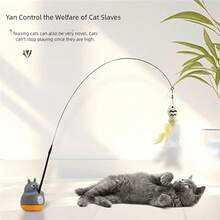 360° Rotating Automatic Cat Teaser Toy With Flexible Long Rod, Feather And Bell, Interactive Fishing Cat Toy For Play And Fun, Cute Pet Toy - Multicolor - View 11