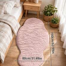 Long Pile Bedroom Living Room Asymmetrical Rug Mat. Small Rug Large Rug Decorative Rug Asymmetrical Mat Asymmetrical Home Bedroom Long Pile Rug - Pink - View 2