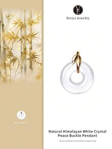 [VE]1pc High-Quality Natural Himalayan White Crystal Peace Buckle Pendant, S925 Silver Bamboo Joint Inlay, Helps Wearer Rise Step By Step, Peace And Prosperity, Suitable For Students And Professionals, Children And Elders, Unisex, Natural Jewelry Color Random - Pendant - View 1