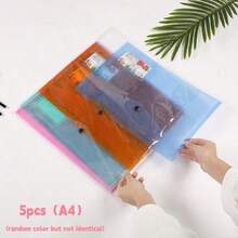 5PCS Transparent Snap Button Document Bags, Portable, PP Material, Multi-Color Options, Suitable For Office Filing, Home Storage, Document Organization, Can Be Used As Christmas Gift, Storage Of Receipts, Back To School Season, School Supplies - Sets - View 10
