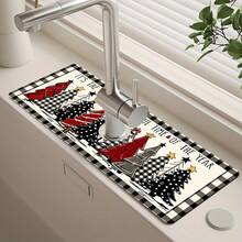 1pc Christmas Tree Pattern Water Absorbent Mat, Sink Faucet Drain Pad, Suitable For Kitchen, Bathroom Sink, Countertop, Diatomaceous Earth Material, Trimmable, Quick Dry Mat - Multicolor - View 4