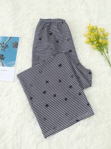 Celana Piyama Wanita Motif Bintang Bergaris - Dark Grey - View 3