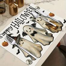 1/4/6pcs Halloween Series Cartoon Cute Ghost Pattern Printed Placemats, Heat-Resistant Table Mat For Home Kitchen/Table Protection, Kitchen Dining Table Party Scene Decoration - Multicolor - View 12
