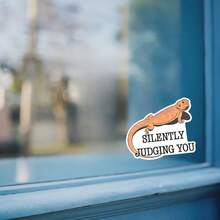1PC Funny Bearded Dragon Lizard Sticker, Silently Judging You Reptile Slogan Vinyl Decal For Laptop Water Bottle Notebook, Waterproof Animal Decal Sticker, Aesthetic Stationery Scrapbook Accessories Gift For Friends - S2542 - View 10