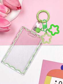 Transparent ID Card Holder With Star Bell Keychain, Durable And Stylish, Designed For Women. Made Of Playful And Practical Plastic Structure, Campus Essential, Beautiful Design, Comes With Star Bell Buckle, Can Store ID Card, Bank Card, Bus Card And Keys, Campus Essential ID Protection Sleeve, Student Campus Essential, Practical And Fashionable - Multicolor - View 16