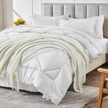 1pc Luxury Bedding Reversible Sleeping Blanket 3D Polyester Quilted Duvet Cover King/Queen Size All-Season Quilted Comforter Soft Hollow Fiber Filling With Four Corner Handles Women/Men Gift Machine Washable - White - View 3