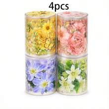 1pc/4pcs Floral Shadow Satin PET Waterproof Floral Washi Tape, Transparent Decorative Tape For Scrapbooking And Collage - Multicolor - View 15