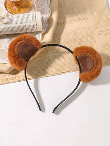 2/1pc Plush Bear Ear Headband, Fall Style Fluffy Animal Costume Hair Scrunchie, Suitable For Halloween Party, Cosplay And Daily Decoration Fall Hair Accessories - Multicolor - View 11