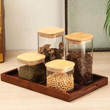 6件/12件裝香料罐收納架，玻璃旋轉調味料收納架，適用糖、胡椒、鹽，廚房收納置物架 - 彩色 - 查看 4
