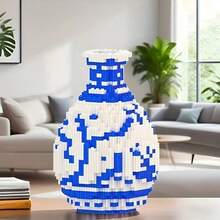 950pcs Vase Building Block Toy Set, Creative Small Particle 3D DIY Stress Relief Assembly Puzzle Decor, Suitable For Reception Desk, Living Room, Study, Party Decoration, Holiday Gift, Christmas, Halloween Gift, For Classmates, Friends And Relatives - Multicolor - View 3