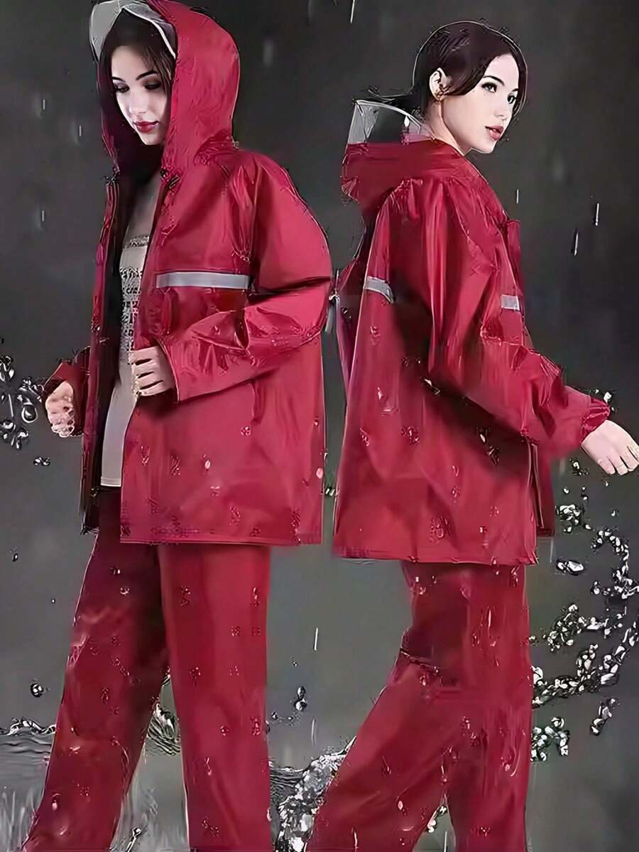 1 Set Raincoat + Rain Pants Suit, Unisex Detachable Motorcycle Electric Bike Delivery Full Body Rain Gear For Outdoor Riding - Raincoat Set - View 1