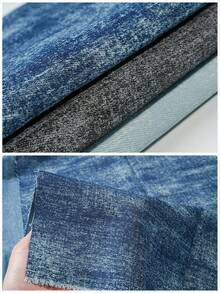 1pc Snowflake-Patterned 100% Cotton Denim Fabric, Pre-Cut Size 19 In X 59 In, 39 In X 59 In, Suitable For Handmade DIY Sewing Fabrics Such As Jeans, Jackets, Dresses, Skirts, Shorts, Background Fabric And Hats, Bags. - Snow Wash Denim - View 4