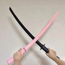 1pc Retractable Sliding Design, Foldable Plastic Prop Sword - Black Samurai Sword Cosplay Prop, Full Matte Plastic Toy Sword (With Hand Guard), Anime Warrior Halloween Party Costume Accessory, Practice Training Tool, 18+ Years Old, No Battery Required - Multicolor - View 7