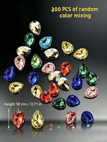 18mm Teardrop Pointed‑Back Acrylic Rhinestones, 50/100/200Pcs Pear Shape Fancy Gems, DIY Decor For Bags, Hair Clips And Garment Ornaments - Multicolor - View 12