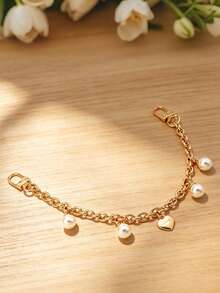Yogodlns Acrylic Heart Pearl Cherry Pendant Metal Chain Bag Strap Zinc Alloy Decorative Fashion Sweet Style Solid Color Accessory New Gold Chain Pendant - Multicolor - View 6