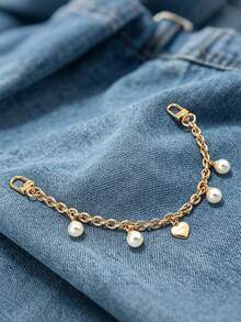 Yogodlns Acrylic Heart Pearl Cherry Pendant Metal Chain Bag Strap Zinc Alloy Decorative Fashion Sweet Style Solid Color Accessory New Gold Chain Pendant - Multicolor - View 9