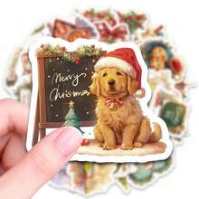 50pcs Vintage Christmas Stickers, Diverse Designs, Enhance Thinking And Creative Action Ability, Art Supplies, Children Sticker Toys - Multicolor - View 4