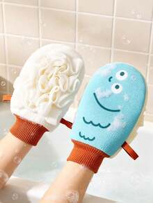 1PC/4PCSCute Cartoon Fish Bath Sponge, 2-In-1 Body Scrubber & Bath Loofah, Soft Foam Shower Sponge For Gentle Skin Cleansing, Hanging Design Bath Accessory, Fun Fish Shape Shower Exfoliating Bath Tool For Daily Shower Use - Multicolor - View 7
