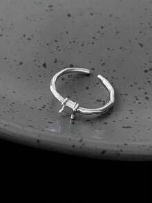 3pcs Copper Vintage Fashion Coconut Round Pleated Open Ring Set For Women, Niche Design, High-End Minimalist Versatile Index Finger Rings, Suitable For Daily Wear And Holiday Occasions - Silver - View 5