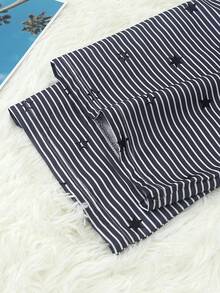 Celana Piyama Wanita Motif Bintang Bergaris - Dark Grey - View 4