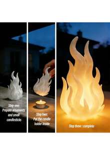 Gothic Flame Design White Candle Holder, Vintage Home Desktop Decor Ornament, Collectible Figurine, Suitable For Bedroom/Study/Bookshelf/Dining Table/Gift Shop/Party Decoration, Christmas And Birthday Gift - Multicolor - View 8