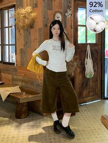 Women's Autumn Pure Cotton Letter Print Long Sleeve T-Shirt, Versatile Gray Base Layer Top, Slimming Innerwear - Gray - View 4