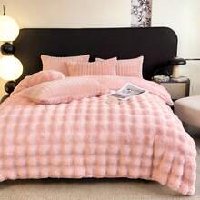 Faux Rabbit Fur Solid Color Versatile Plush Duvet Cover, Soft And Comfortable, Machine Washable, Suitable For Bedroom, Guest Room, Bedding Decor, Holiday Gift, 150*200*230 Duvet Cover, Pillowcase Not Included, No Insert - Pink - View 5